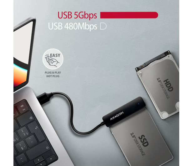 Axagon ADSA-FP2A USB-A 5Gbps - SATA 6G 2.5" SSD/HDD SLIM adapter - 1353408 - zdjęcie 2